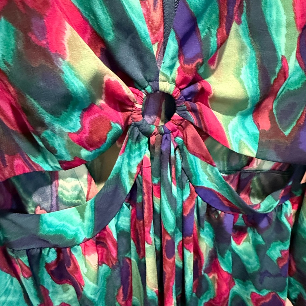 BOLD elements Vibrant Teal and Magenta Long Sleeve Dress - Picture 4 of 7